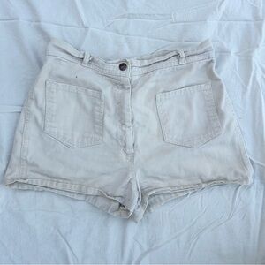 SOLD Vintage 70s Sears Cream Cotton High Rise Short Shorts w/ Front Pockets
